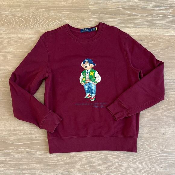 Ralph Lauren Tops - Polo Ralph Lauren Varsity Bear Fleece Sweatshirt Size S in Red